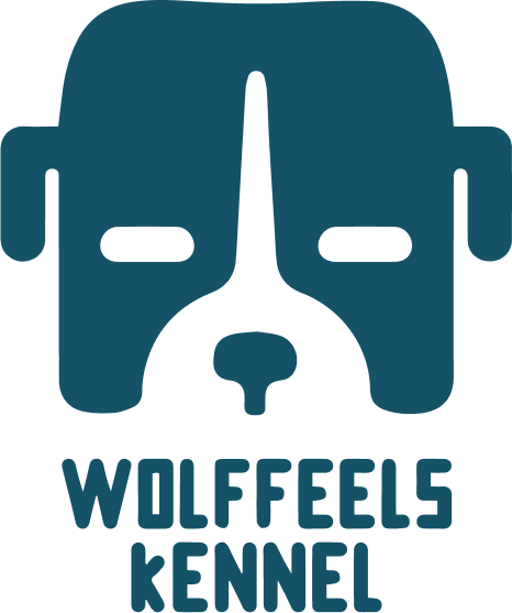 Wolffeels Kennel logo design with a dog icon